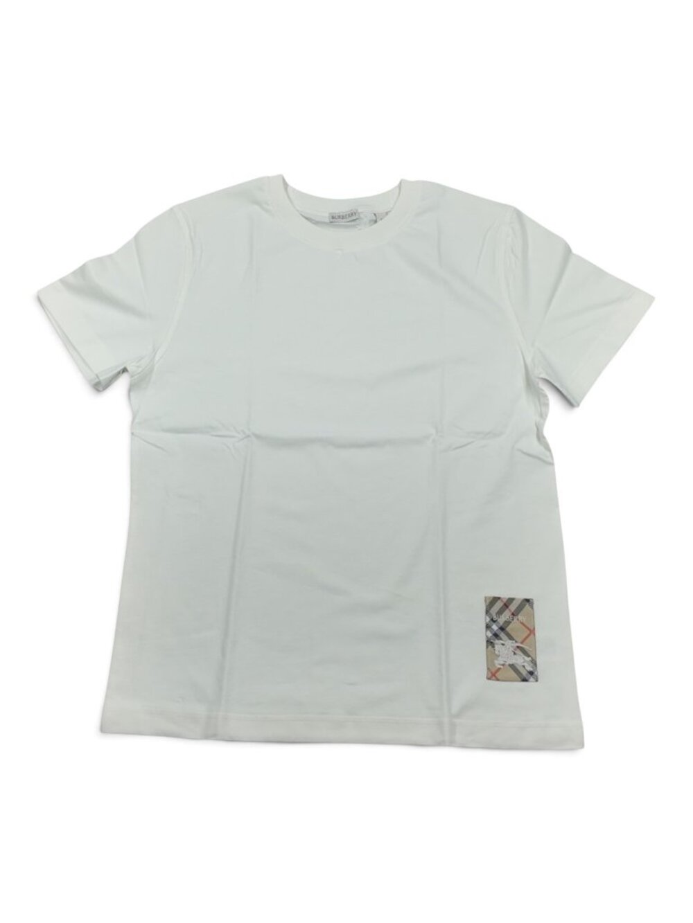 Burberry White Check Patch Equestrian Knight Cotton T-Shirt Size Medium